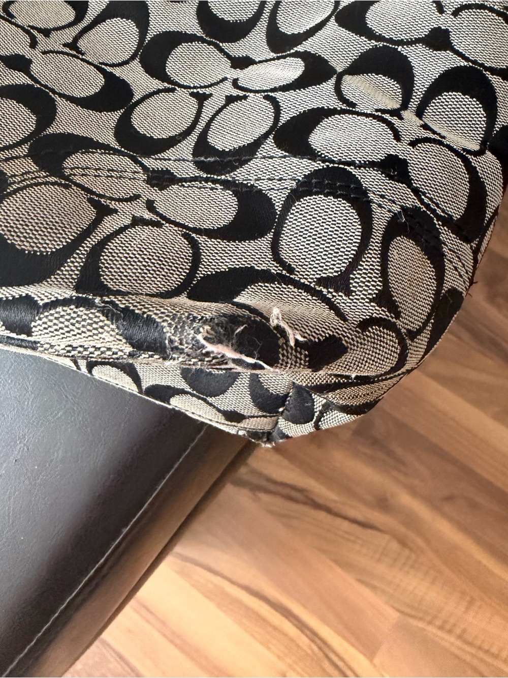 Coach Black and Gray Signature Tote with Leather Straps - Picture 5 of 15
